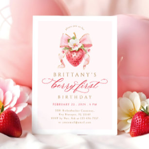 Invitación Coquette Floral Berry First Birday