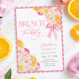 Invitación Coquette Floral Brunch & Bubbly Cumpleaños