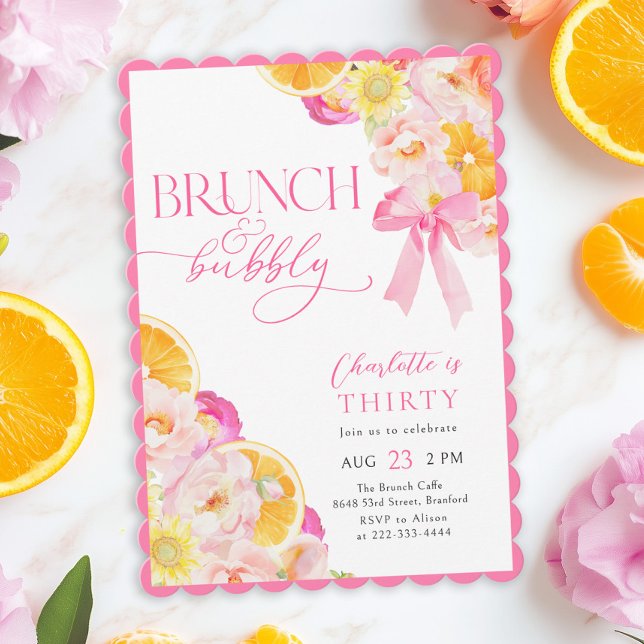 Invitación Coquette Floral Brunch & Bubbly Cumpleaños (Subido por el creador)