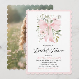 Invitación Coquette Floral Floral de vaca rosa Ducha de novia