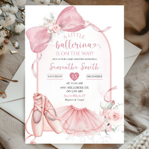 Invitación Coquette Floral Rosa Little Ballerina Baby Shower