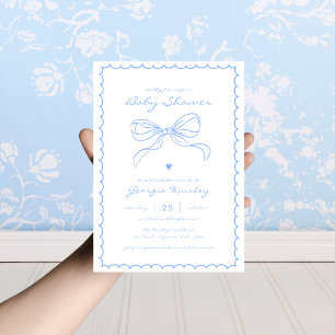 Invitación Coquette Francesa Bow Whimsy Frame Boy Baby Shower