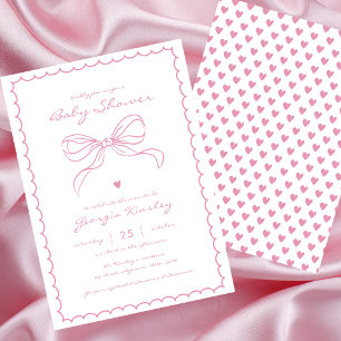 Invitación Coquette francesa Bow Whimsy Frame Chica Baby Show