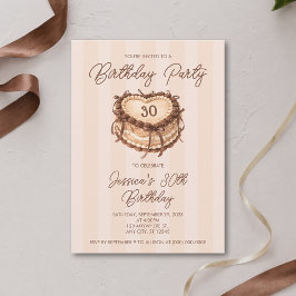 Invitación Coquette Heart Cake Birthday