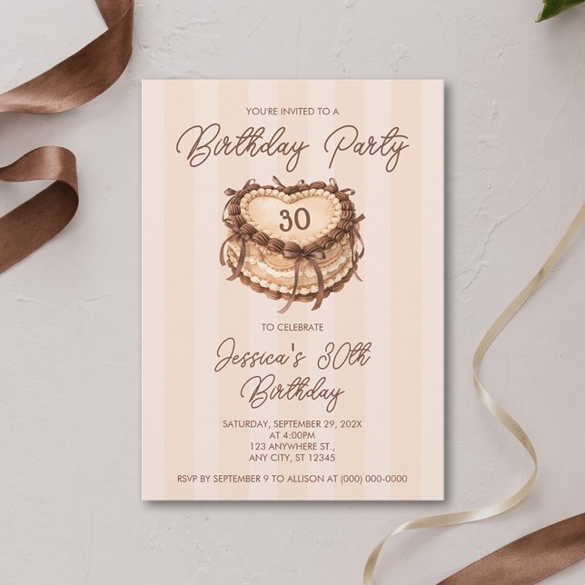 Invitación Coquette Heart Cake Birthday (Subido por el creador)