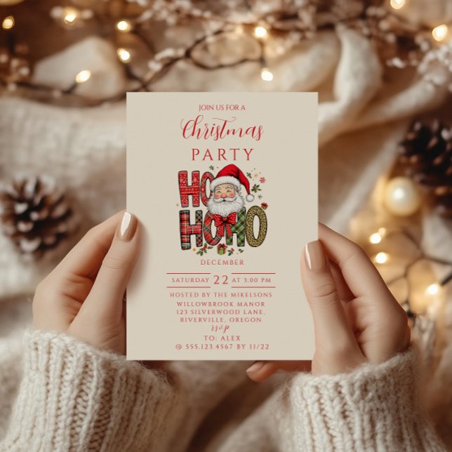 Invitación Coquette Ho Ho Ho Santa Christmas (Subido por el creador)