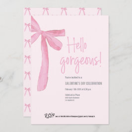 Invitación Coquette Hola espléndido día de Galentine Bow Rosa