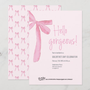 Invitación Coquette Hola espléndido día de Galentine Bow Rosa