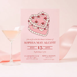 Invitación Coquette Ilustrado Cherry Cake Bridal Shower