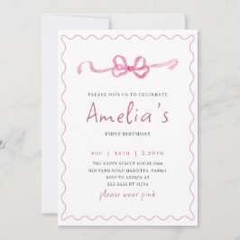 Invitación Coquette Invitation for Birthday Girl Bow Party 