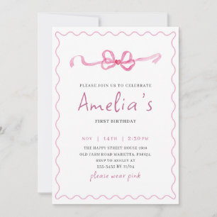 Invitación Coquette Invitation for Birthday Girl Bow Party 