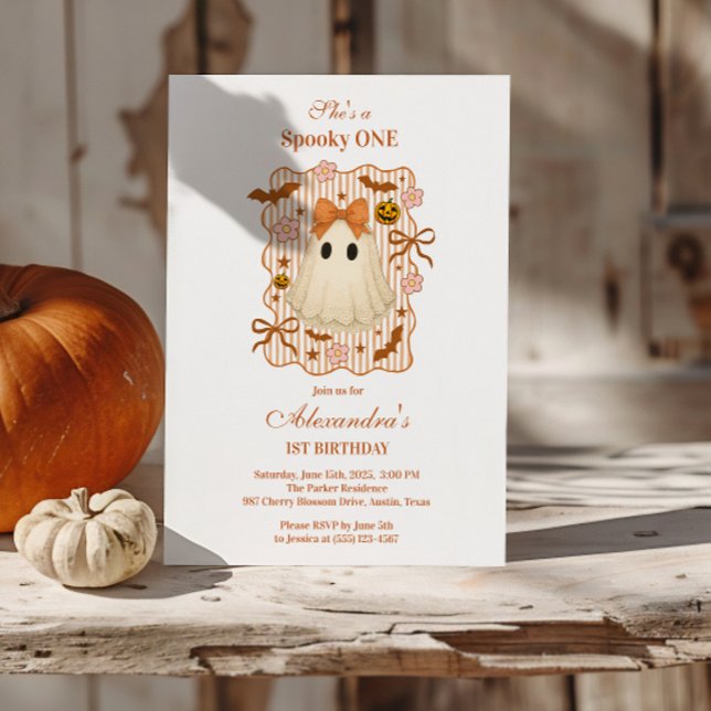 Invitación Coquette Lace Ghost Halloween 1º cumpleaños (Subido por el creador)