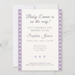 Invitación Coquette Lavender Scallop Floral