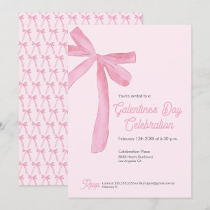 Invitación Coquette lazo rosa Día de Galentine Chic personali