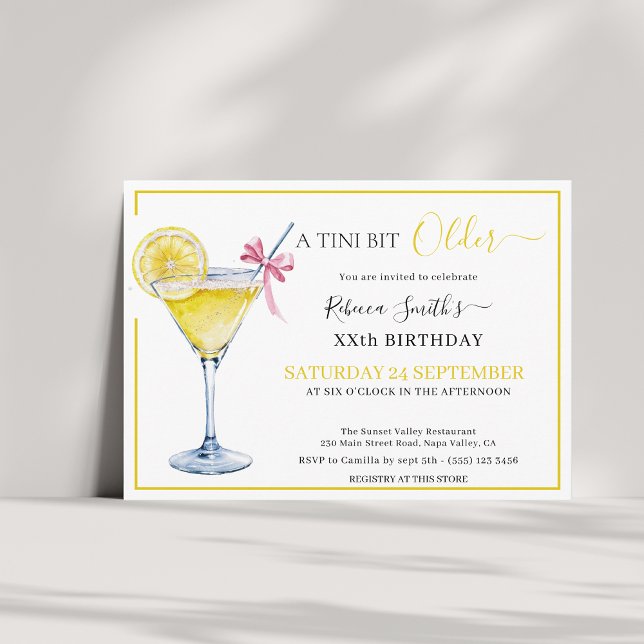 Invitación Coquette lemon cocktail A tini bit Older birthday (Subido por el creador)