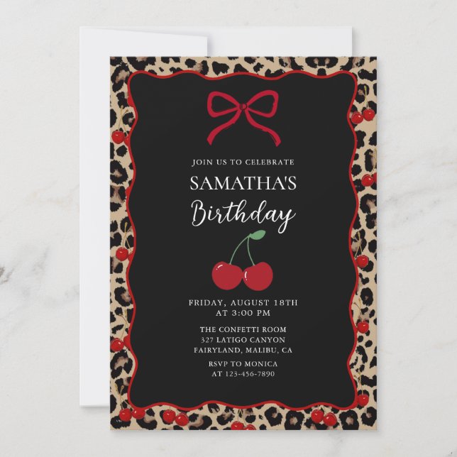 Invitación Coquette Leopard Cheetah Girl Birthday Invitation (Anverso)