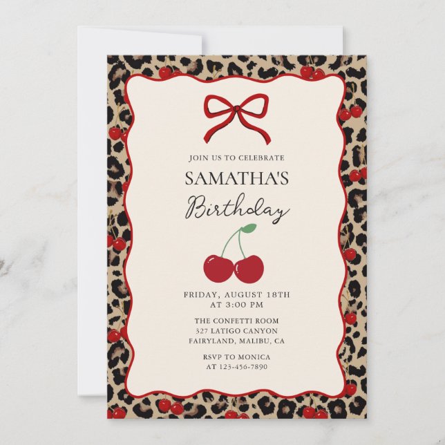 Invitación Coquette Leopard Cheetah Girl Birthday Invitation (Anverso)