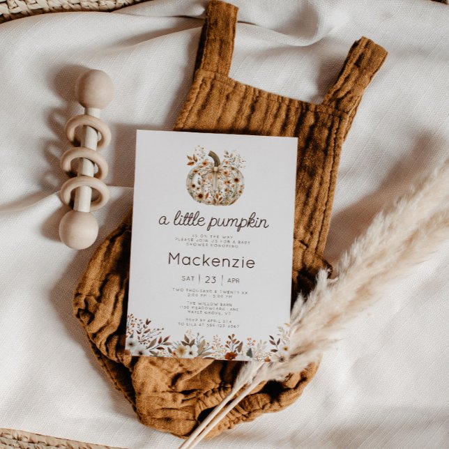 Invitación Coquette Little Pumpkin Floral Baby Shower (Cozy in Bloom A Little Pumpkin Baby Shower invitation )