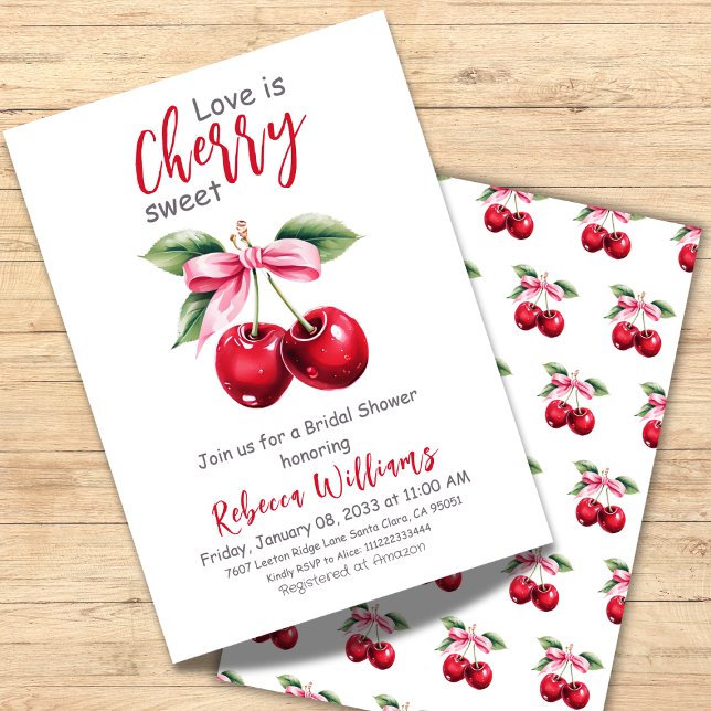 Invitación Coquette Love es Cherry Sweet Bow Bridal Shower (Subido por el creador)