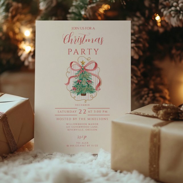 Invitación Coquette Merry & Bright Christmas (Subido por el creador)