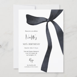 Invitación Coquette Negra Bow Elegant 30 cumpleaños