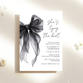 Invitación Coquette Negra Bow Watercolor Brilla Shower