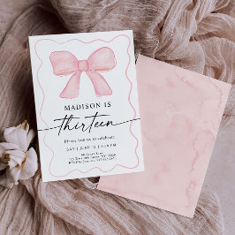 Invitación Coquette Pink Bow 13 cumpleaños