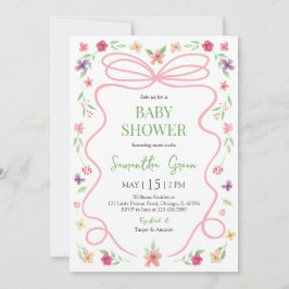 Invitación Coquette Pink Bow Baby Shower