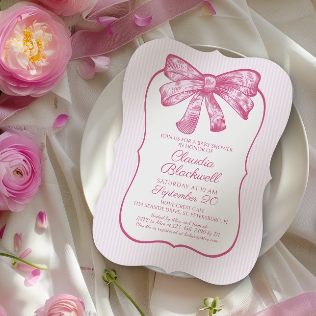 Invitación Coquette Pink Bow Baby Shower (Subido por el creador)