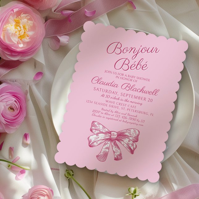 Invitación Coquette Pink Bow Baby Shower (Subido por el creador)