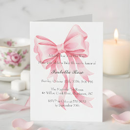 Invitación Coquette Pink Bow Baby Shower It's a Girl
