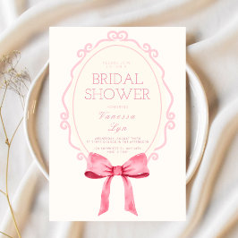 Invitación Coquette Pink Bow Bridal Shower Girly