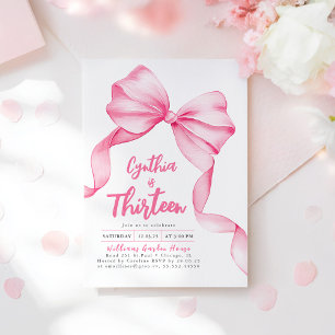 Invitación Coquette Pink Bow Cumpleaños
