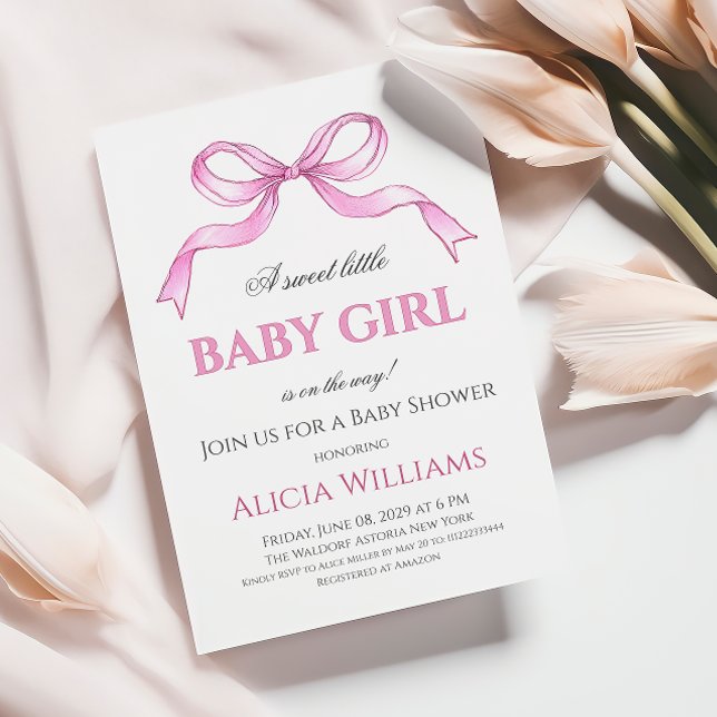 Invitación Coquette Pink Bow Es un Baby Shower Chica (Subido por el creador)