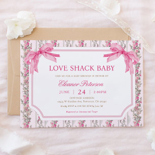Invitación Coquette Pink Bow Love Shower