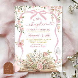 Invitación Coquette pink bow storybook new chapter