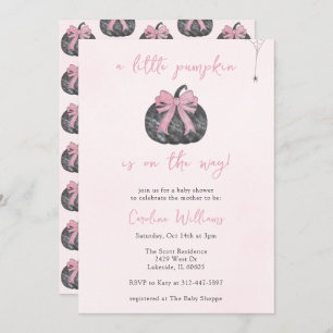 Invitación Coquette Pink Bow Un Pequeño Calabaza Cae Hallowee