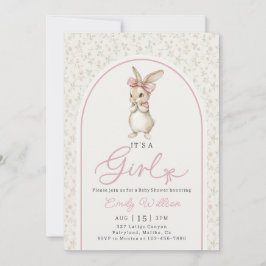 Invitación Coquette Pink Bunny Girl Baby Shower Invitation