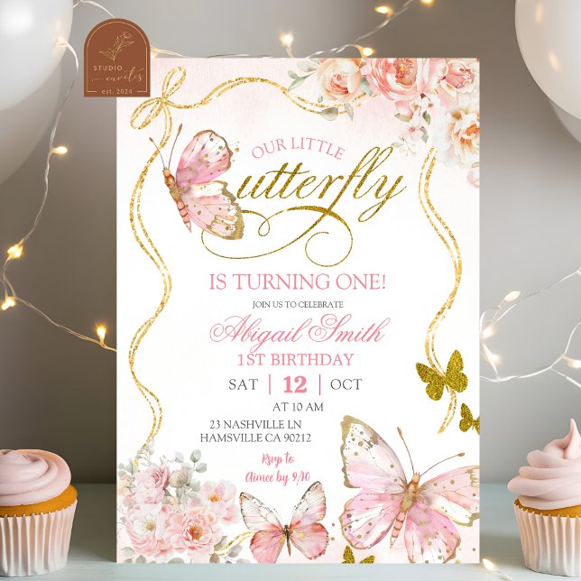 Invitación Coquette Pink Butterfly Birthday (Subido por el creador)