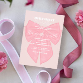 Invitación Coquette Pink Ribbon