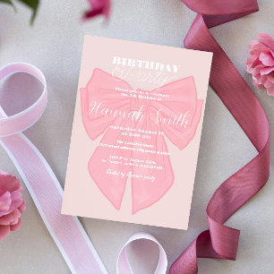 Invitación Coquette Pink Ribbon