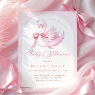 Invitación Coquette Pink Swan Baby Shower