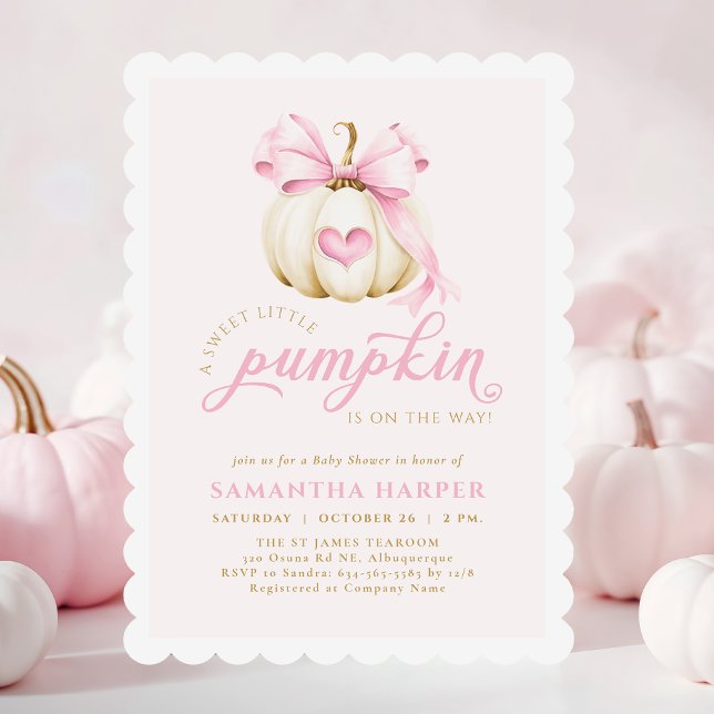 Invitación Coquette Pumpkin Pink Baby Shower (Subido por el creador)