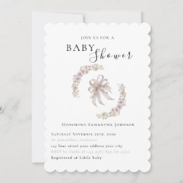 Invitación Coquette purple bow baby shower Invitation 