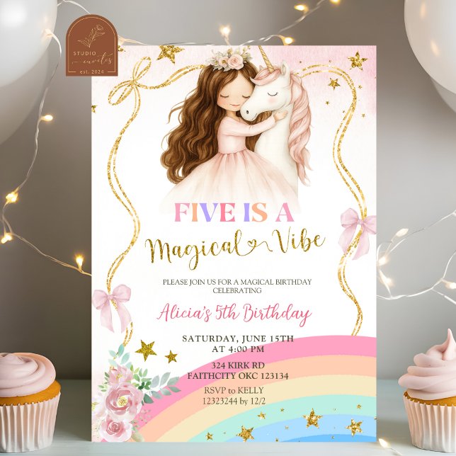 Invitación Coquette Rainbow Pastel Unicorn Magical Birthday (Subido por el creador)