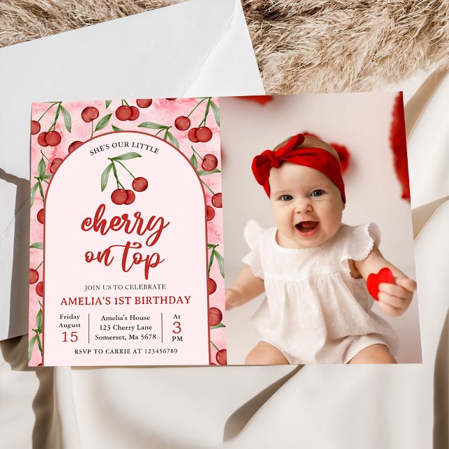 Invitación Coquette Red Cherry, Fiesta de cumpleaños 1.ª foto (Subido por el creador)