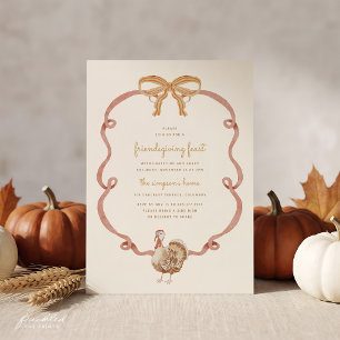 Invitación Coquette Ribbon & Bow Friendsgiving