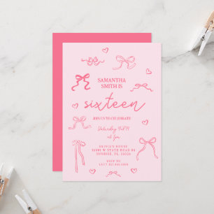 Invitación Coquette Rosa 16ª fiesta de cumpleaños