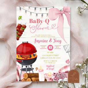 Invitación Coquette rosa Backyard BabyQ Baby Shower