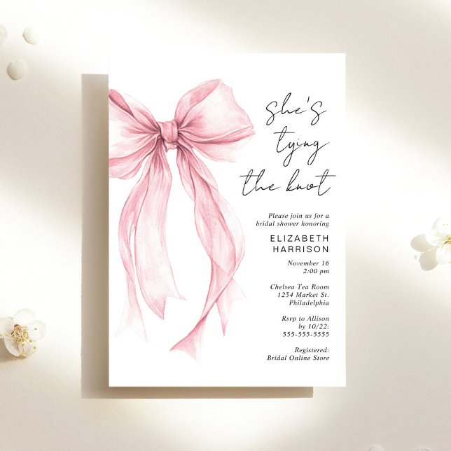 Invitación Coquette rosa Bow acuarela ducha de novia (Subido por el creador)